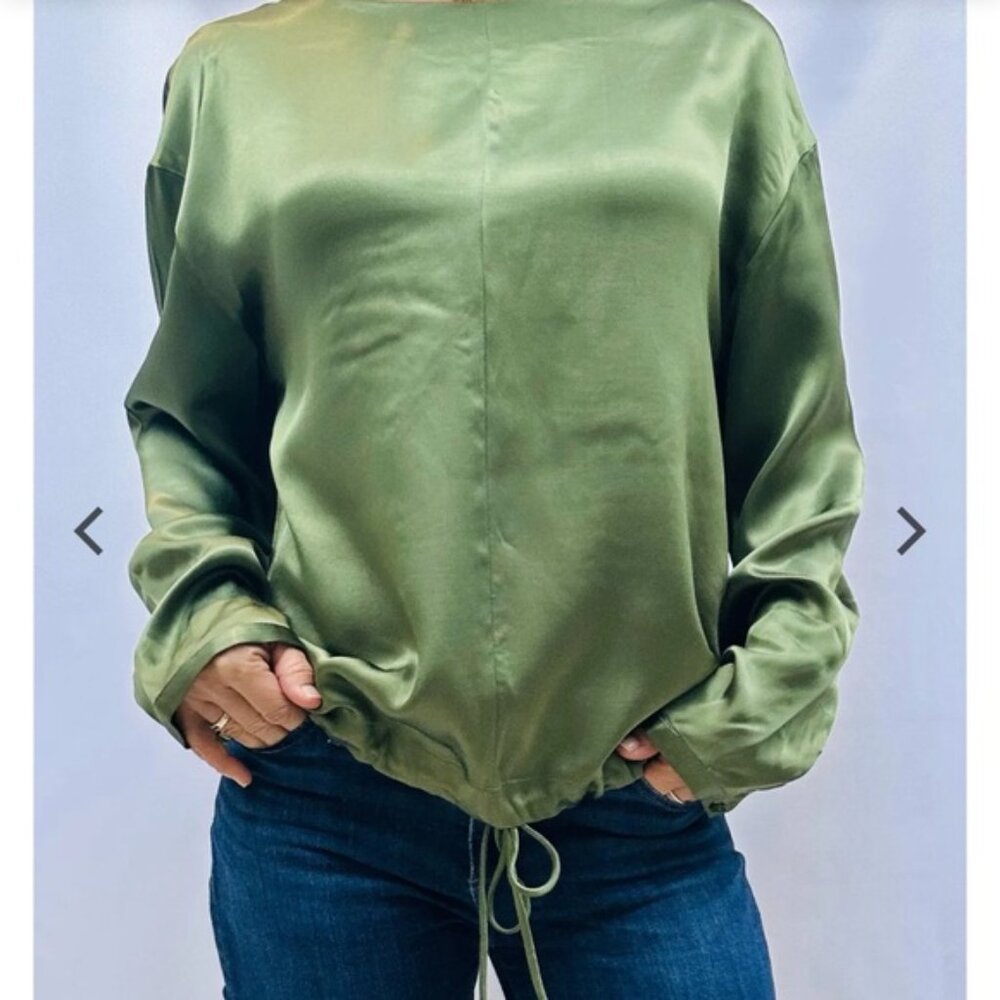 Industry Republic Clothing- Lush green blouse- Relaxed Fit and Round Neckline